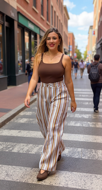 Jeans de Mezclilla Ligera Estampado a Rayas Multi Color