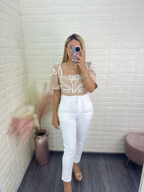 Pantalón Casual Tipo Zara Color Blanco