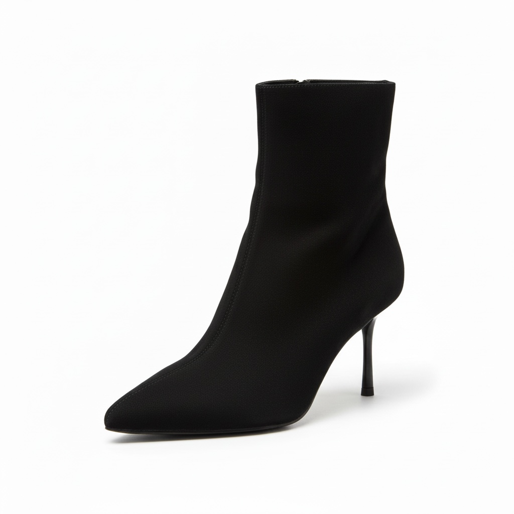 Botines Negros de Nubuck Color con Tacón de Aguja