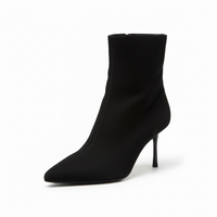 Botines Negros de Nubuck Color con Tacón de Aguja