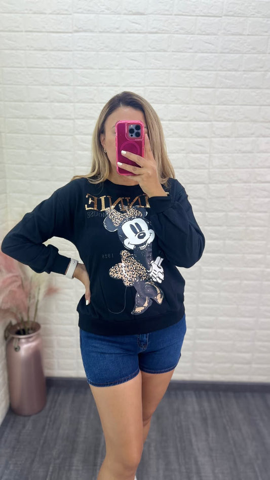 Sudadera Estampada con Lentejuela Minnie
