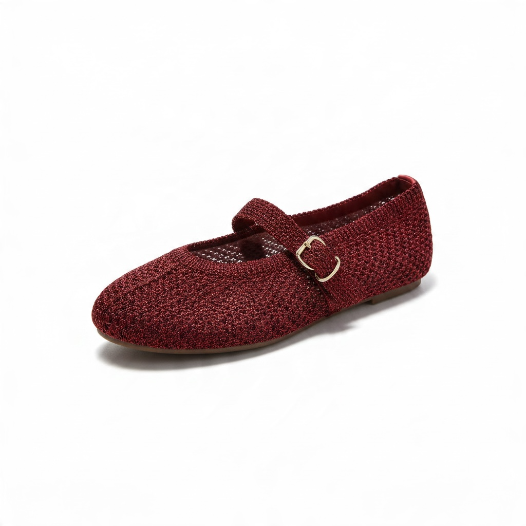 Zapatilla en Tela de Malla Color Rojo