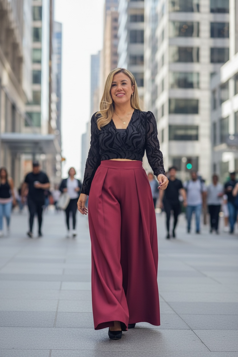 Maxi Pantalón Color Guindo