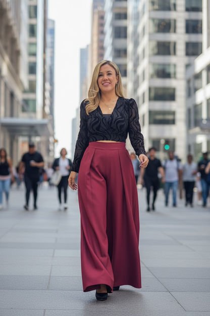 Maxi Pantalón Color Guindo