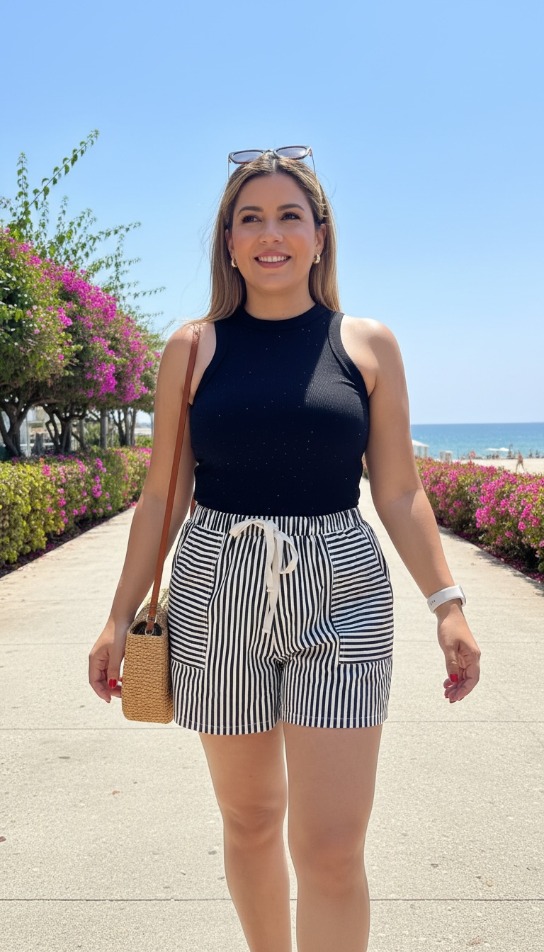 Blusa Negra de Resaque con Aplicación de Brillos