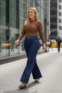 Jeans de Mezclilla Color Indigo Corte High Rise Super Wide