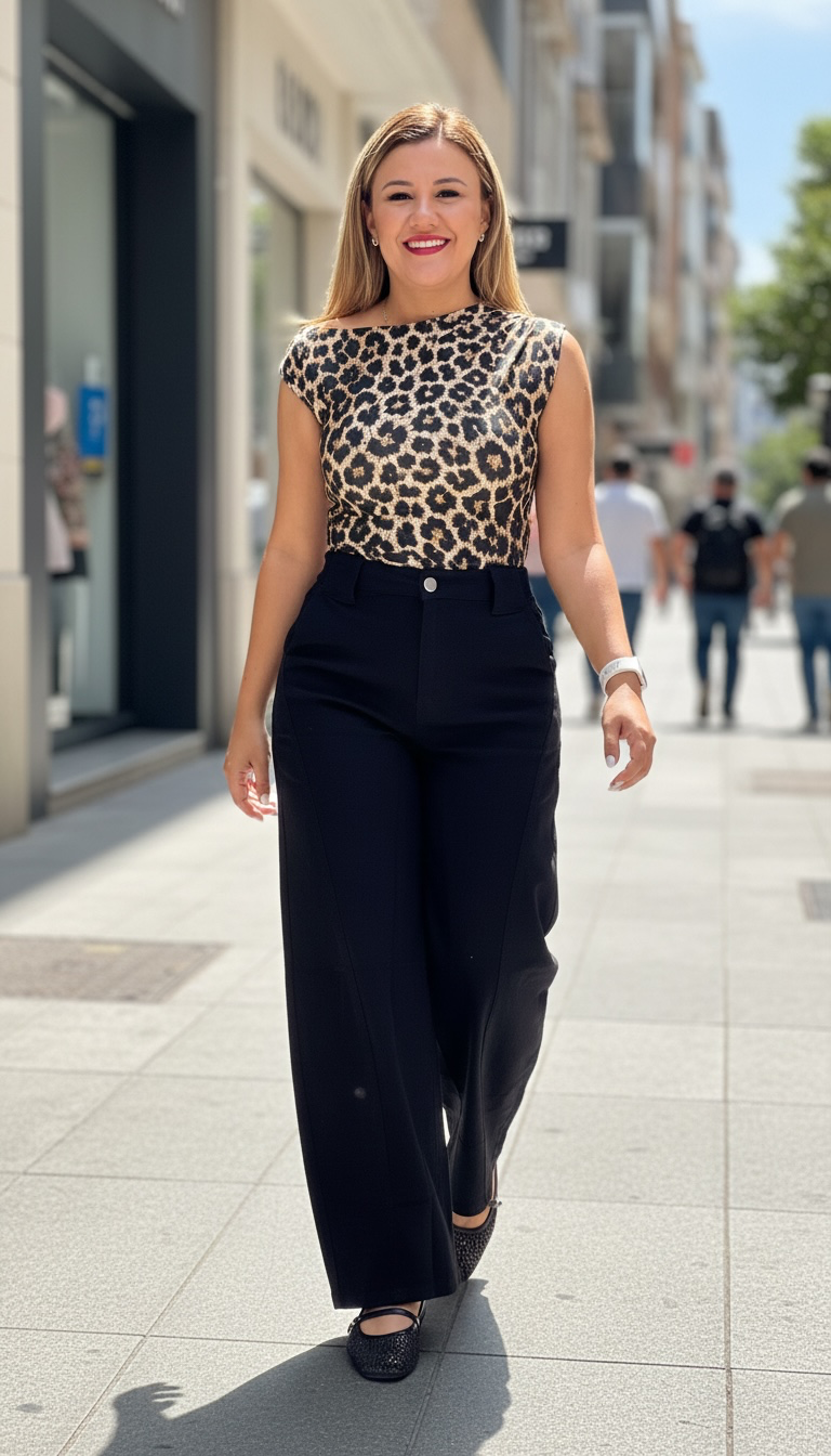 Pantiblusa Sin Costuras y Sin Mangas Estampado Animal Print