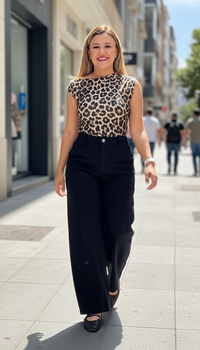 Pantiblusa Sin Costuras y Sin Mangas Estampado Animal Print