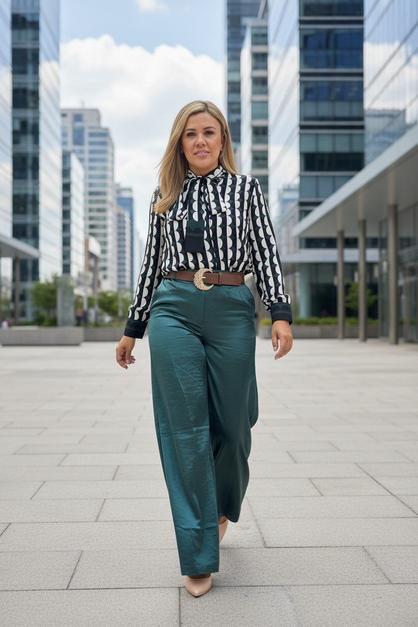 Blusa Casual de Manga Larga Estampado Lunares de Colores