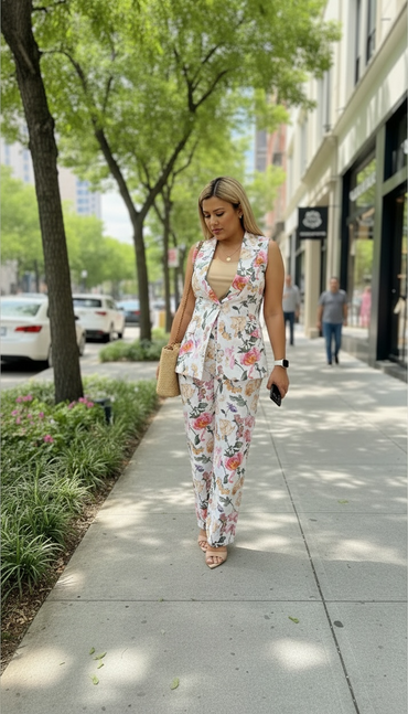 Chaleco Casual Estampado Floral de Colores