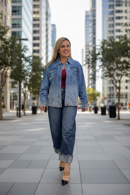 Chamarra de Mezclilla con Brillos