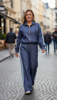 Conjunto Adidas Azul Mezclilla con Rayas Color Sky Blue
