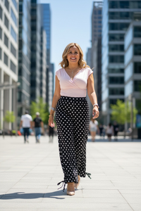 Pants Negro Casual Estampado Lunares Blancos