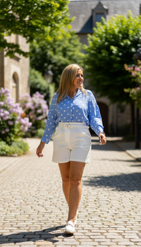 Blusa Sky Blue de Manga Larga Estampado Polka Dots