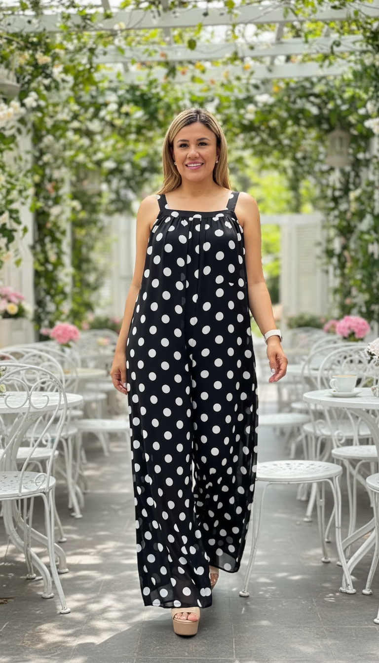 Palazo Negro Tipo Payasito Estampado Polka Dots