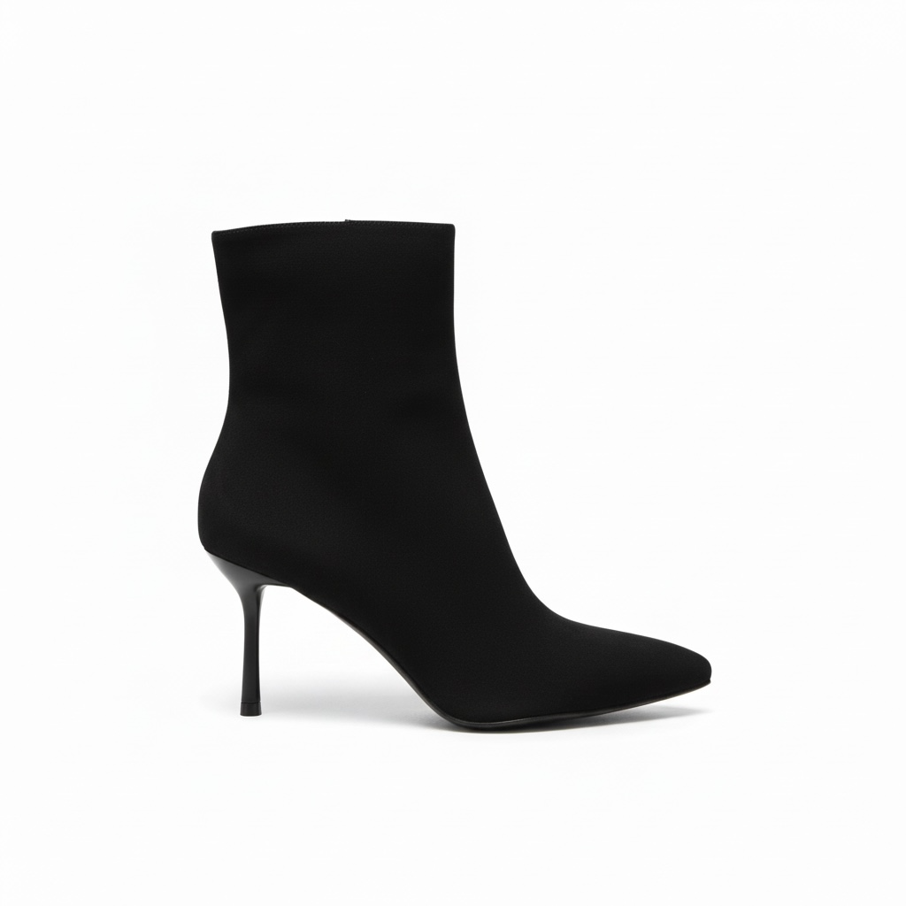 Botines Negros de Nubuck Color con Tacón de Aguja