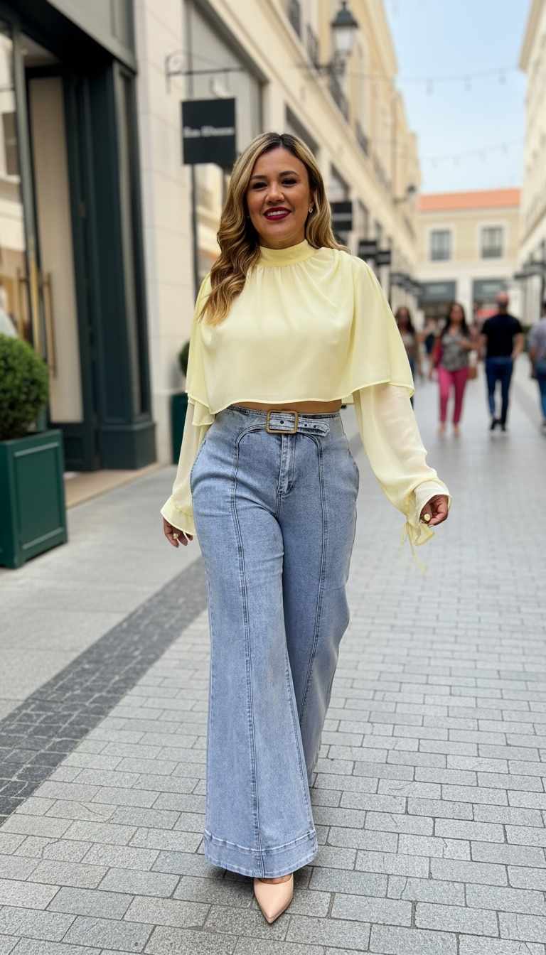 Pantalón De Mezclilla Corte Wide Leg Relaxed
