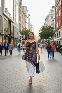 Lingerie Dress Café con Estampado Lunares Beige