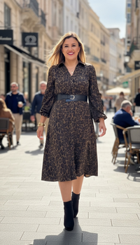 Vestido Verde Estampado Animal Print con Cintillo Negro
