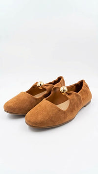 Zapatillas Flats Color Beige con Esfera Dorada