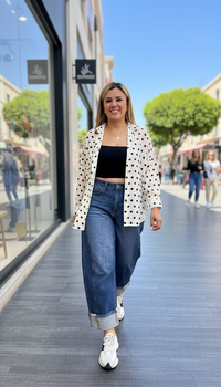 Jeans de Mezclilla con Valenciana Corte Barriel Jean