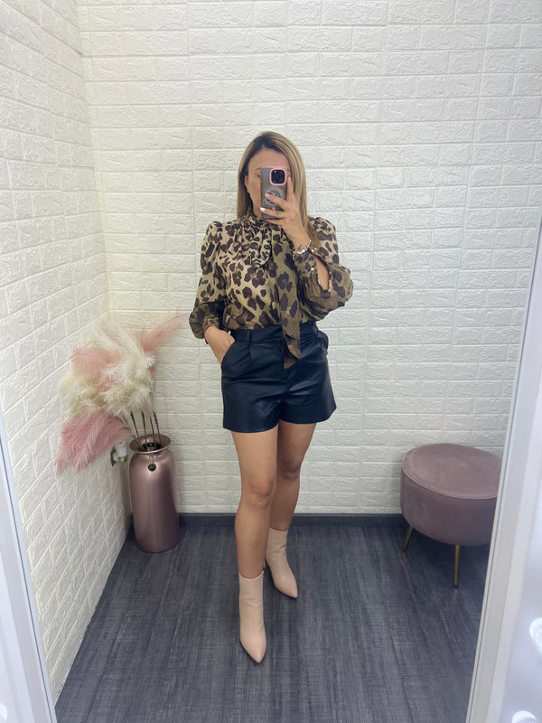 Blusa de Manga Larga de Gasa Estampado Animal Print