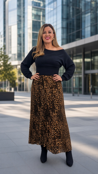Falda de Cintura Elástica Estampado Animal Print