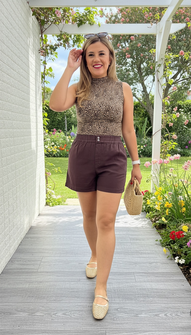 Blusa Corta sin Mangas Estampado Animal Print