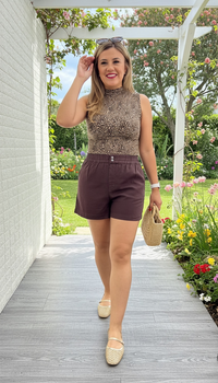 Blusa Corta sin Mangas Estampado Animal Print
