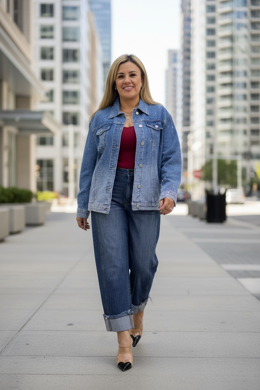 Chamarra de Mezclilla con Brillos