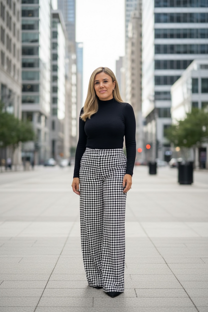 Pantalón Estampado Pata de Gallo