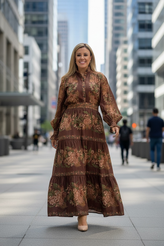 Conjunto de Blusa y Falda Larga Estampados