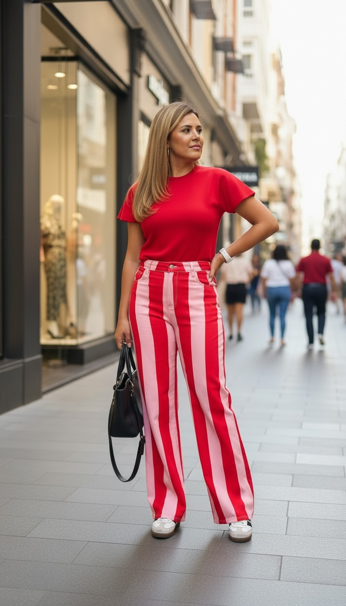 Blusa Roja Lisa de Mangas Amplias, Cuello Redondo