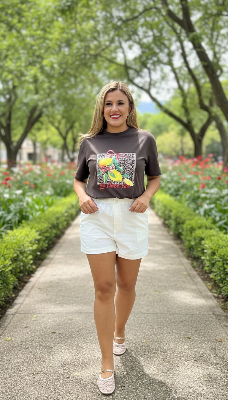 Short Blanco de Manta con Cintura Elástica y Jaretas
