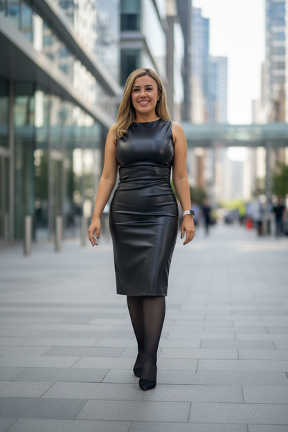 Vestido Negro Liso de Vinipiel