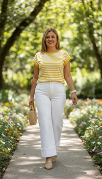 Blusa Rayada Amarilla con Blanco
