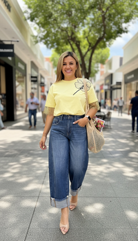 Jeans de Mezclilla con Valenciana Corte Barriel Jean