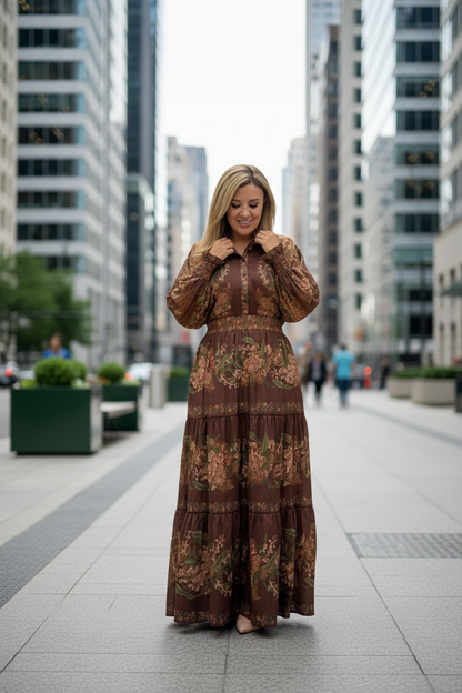 Conjunto de Blusa y Falda Larga Estampados