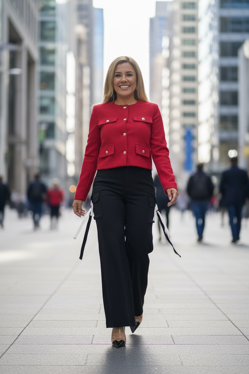 Chaquetín Corto Rojo con Botones Dorados