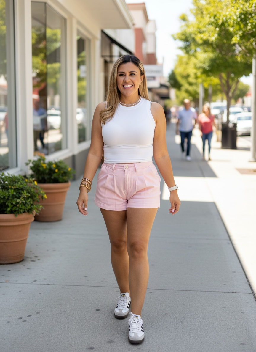 Short Rosa de Mezclilla Casual con Pinzas