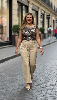 Blusa sin Mangas de Mesh Estampado Animal Print
