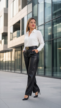Pantalón Negro de Vinipiel Corte Barriel