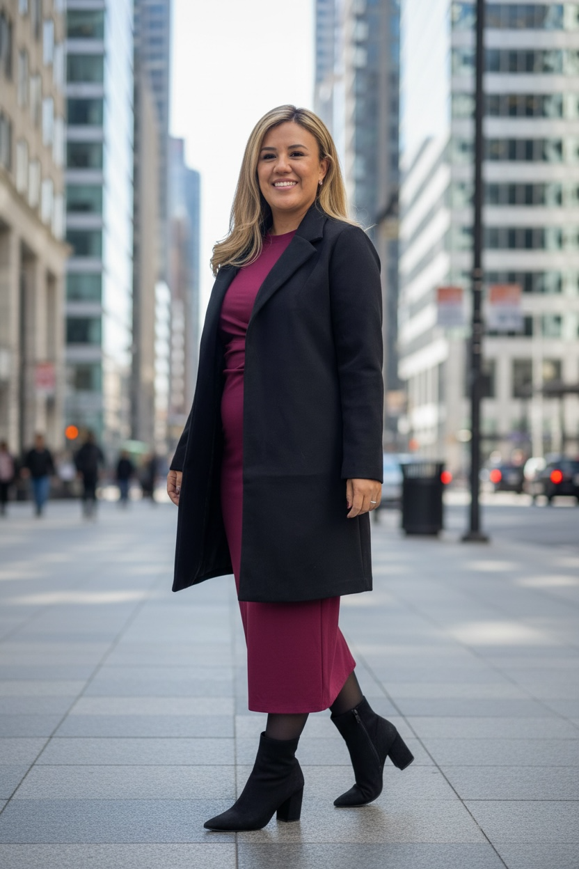 Abrigo Abierto Negro en Tela de Lana