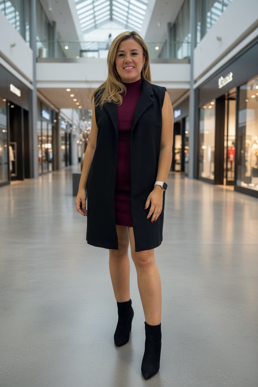 Chaleco Largo en Tela de Lana