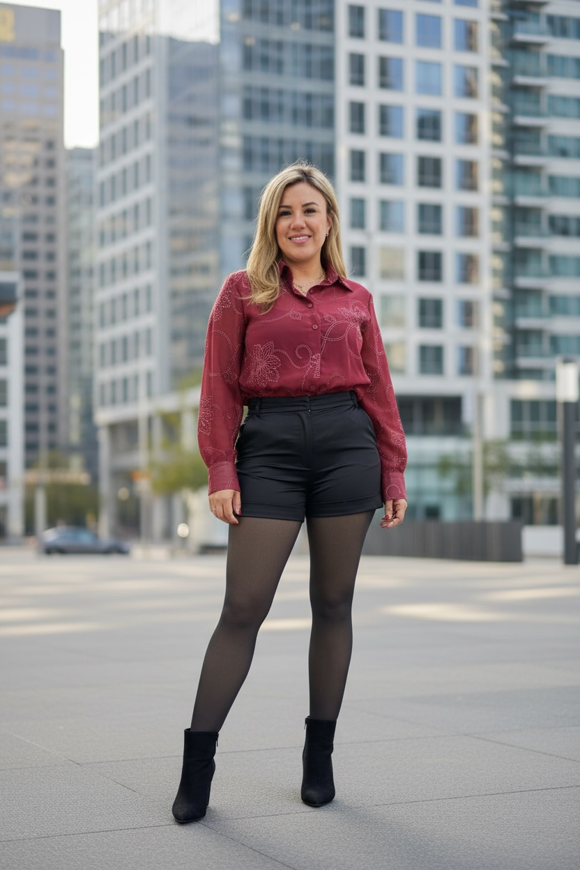 Short Negro Casual con Valenciana