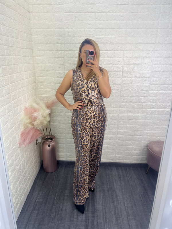 Conjunto Estampado Animal Print con Lentejuela