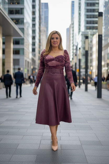 Falda de Vinipiel Guinda con Cinto