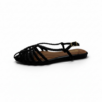 Chanclas de Piso Negras Con Tirantes Trenzados