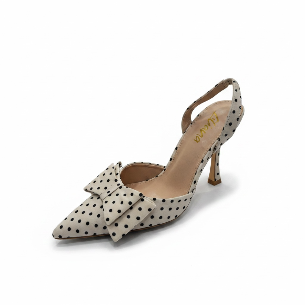 Zapatos de Tacón con Moño Estampado Polka Dots