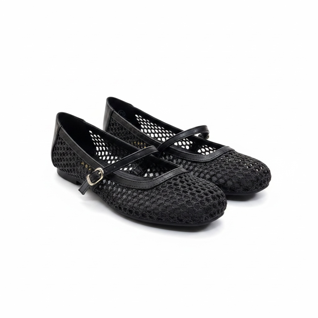 Zapatilla Negra de Mesh con Cintilla